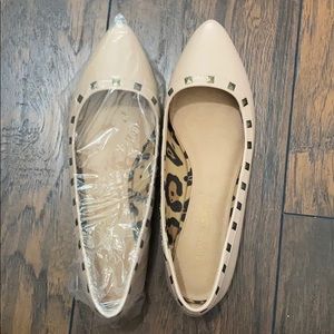 Nude pointed toe flats